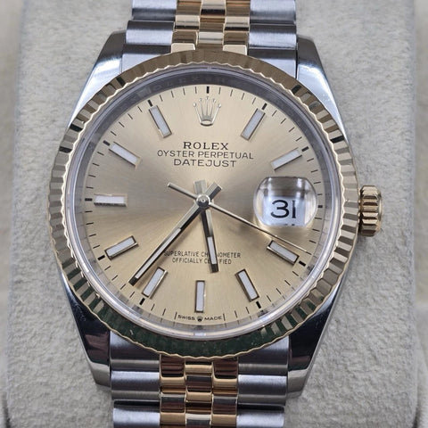 PAPERS 2020 Rolex Datejust 36mm Jubilee 126233 Two-Tone Champagne Dial BOX