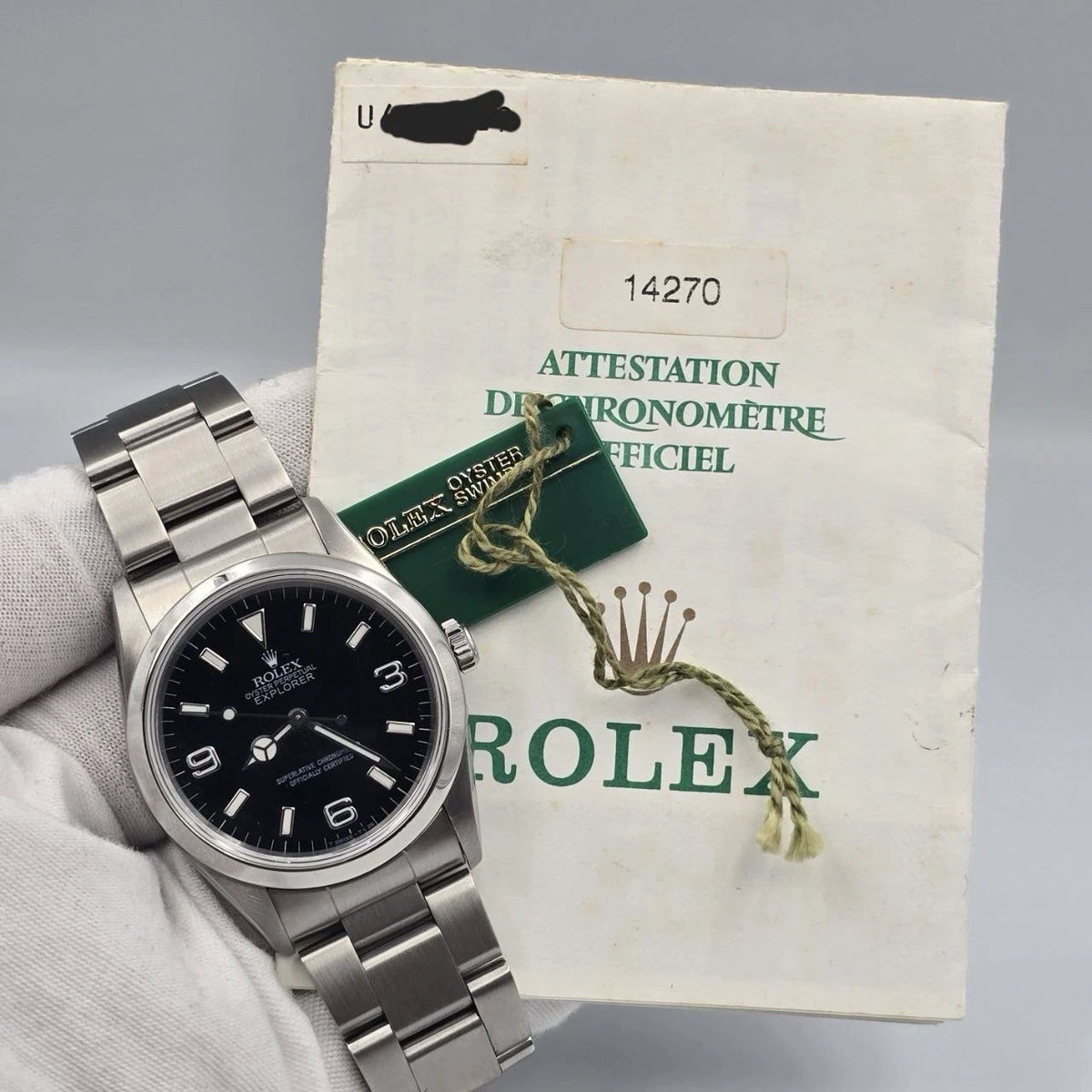 MINT PAPERS Rolex Explorer I 14270 Automatic 36mm Steel Black Dial Watch