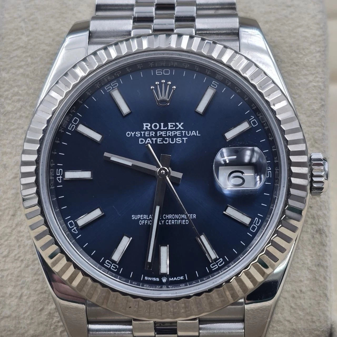 Rolex Datejust 41mm 126334 Blue Stick Dial Fluted Bezel Jubilee BOX