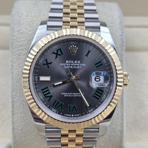 PAPERS 2023 Rolex Datejust 41mm Two Tone Wimbledon Dial Jubilee 126333 BOX