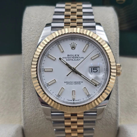 PAPERS 2022 Rolex Datejust 41mm 18K Two Tone White Dial Jubilee 126333 BOX
