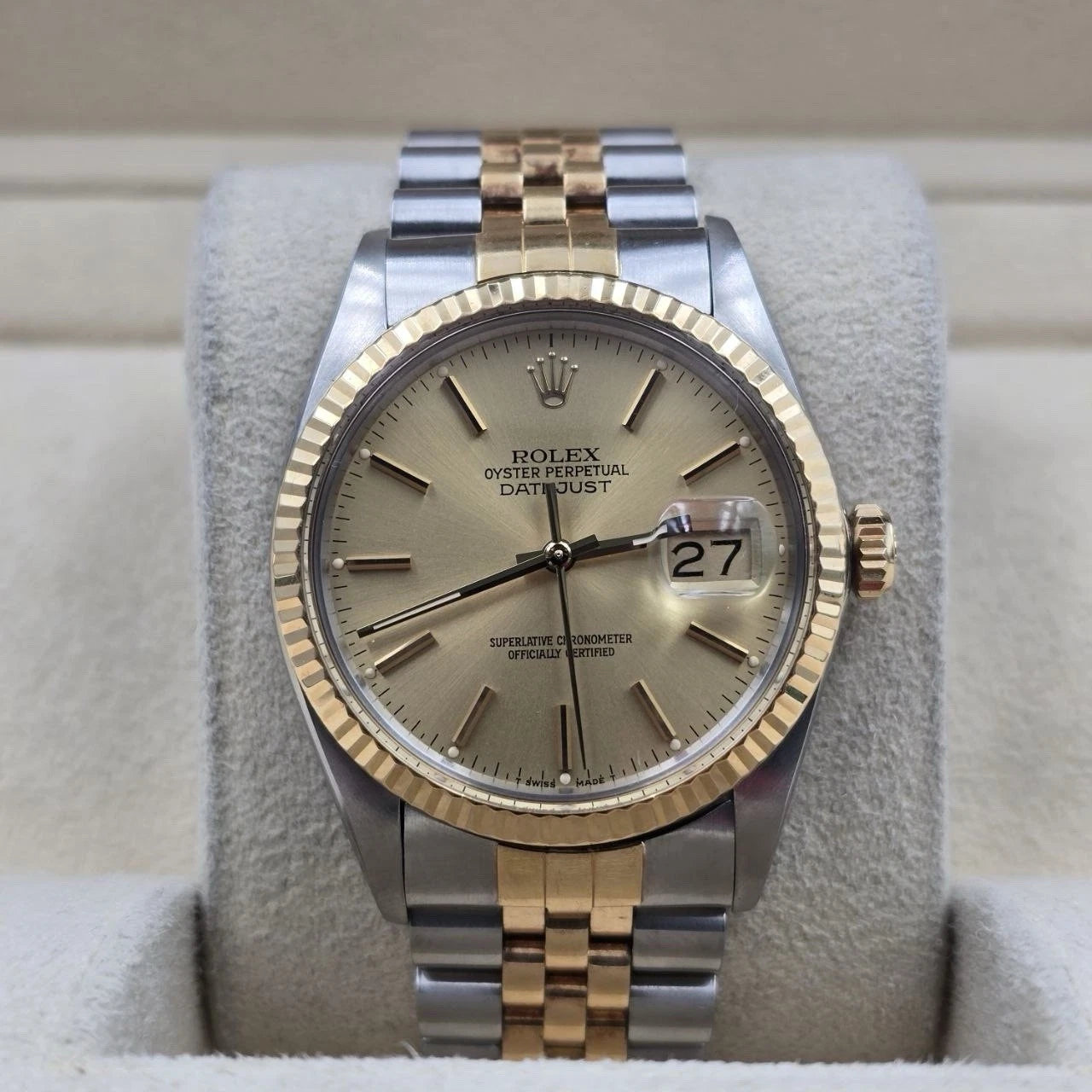 2025 RSC Rolex Datejust Champagne Two-Tone Yellow Gold Jubilee 16013 36mm Watch