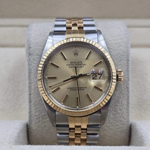 2025 RSC Rolex Datejust Champagne Two-Tone Yellow Gold Jubilee 16013 36mm Watch