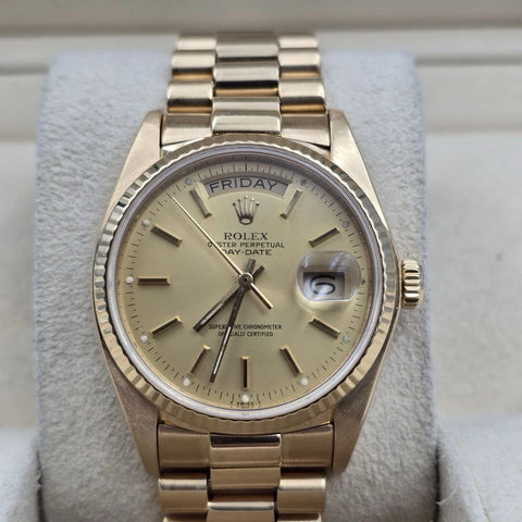 Rolex Day-Date 18038 President 18k Gold 36mm Champagne Dial