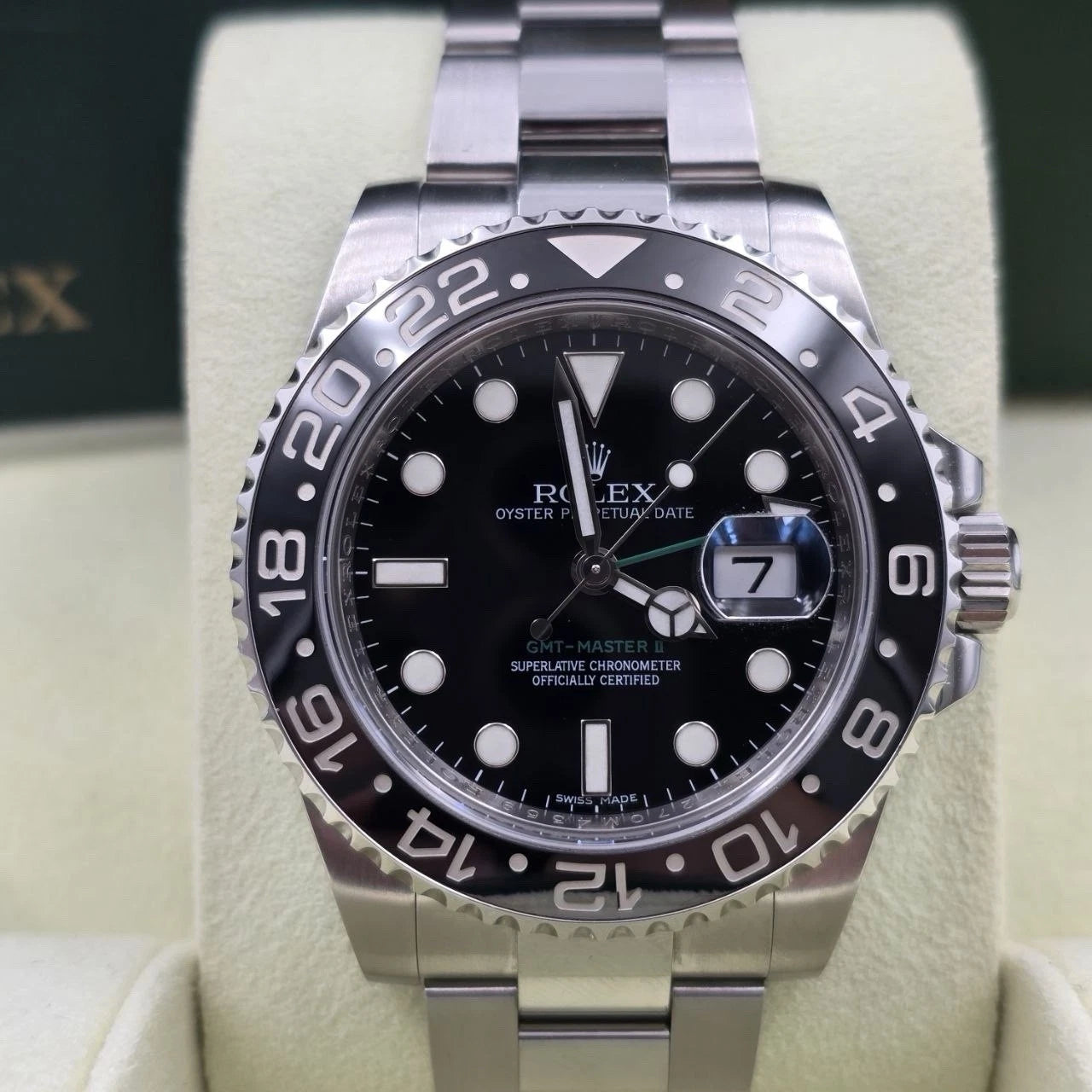 2012 PAPERS Rolex GMT Master II 116710LN Steel Ceramic Green Arrow 40mm BOX