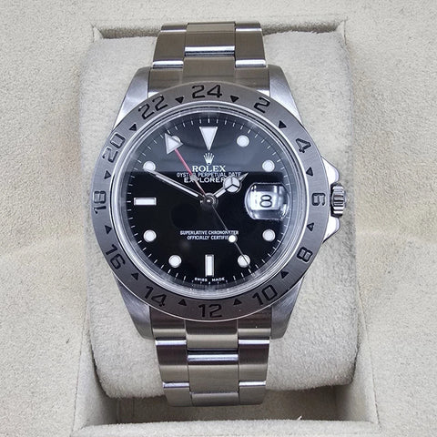 2005 Rolex Explorer II 16570 Steel Black Dial NO HOLES Automatic Date Watch 40MM