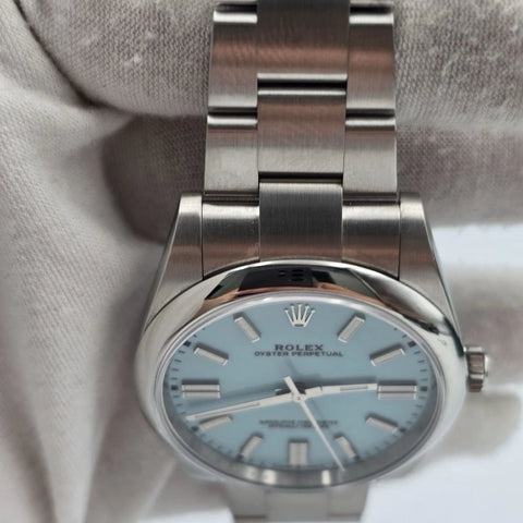 2021 PAPERS Rolex Oyster Perpetual 41mm Turquoise Blue Steel 124300 BOX