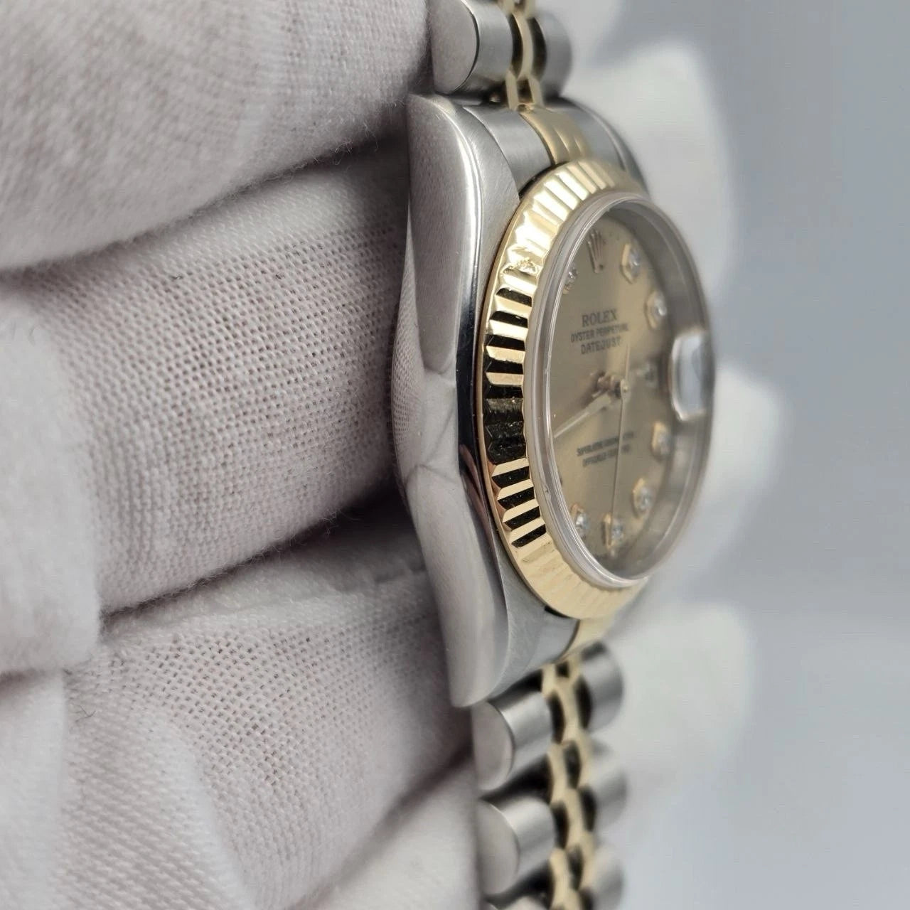 Rolex Datejust 79173 Two Tone Jubilee Champagne Diamond Dial 26mm Watch
