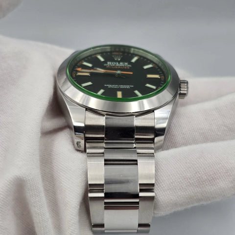 2021 PAPERS Rolex Milgauss 116400GV Black Green Stainless Steel 40mm BOX