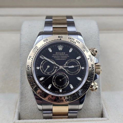 2019 PAPERS Rolex Daytona Black Dial 18K Yellow Gold Steel 116503 BOX