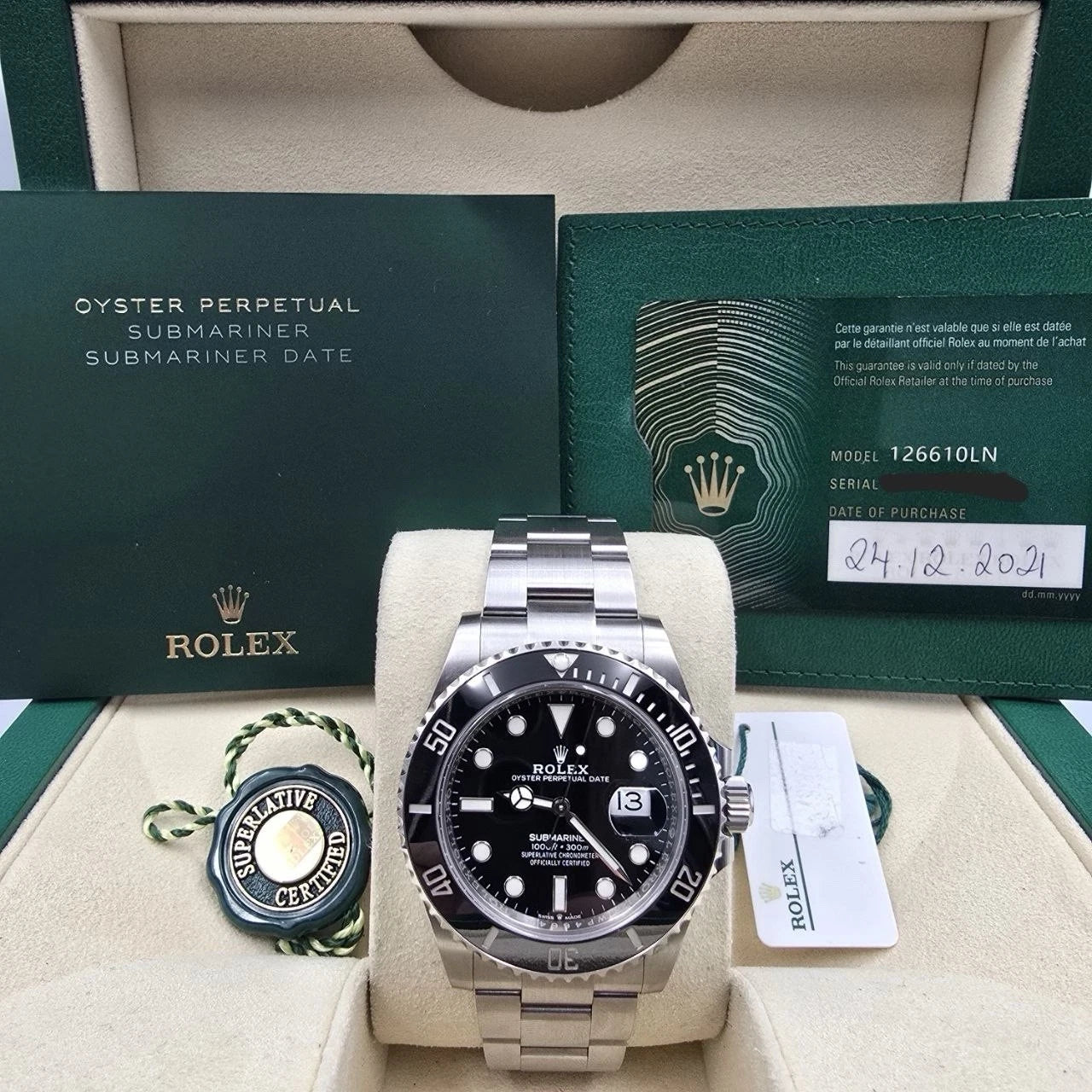 2021 PAPERS Rolex Submariner Date 41mm Black Ceramic 126610LN Watch BOX