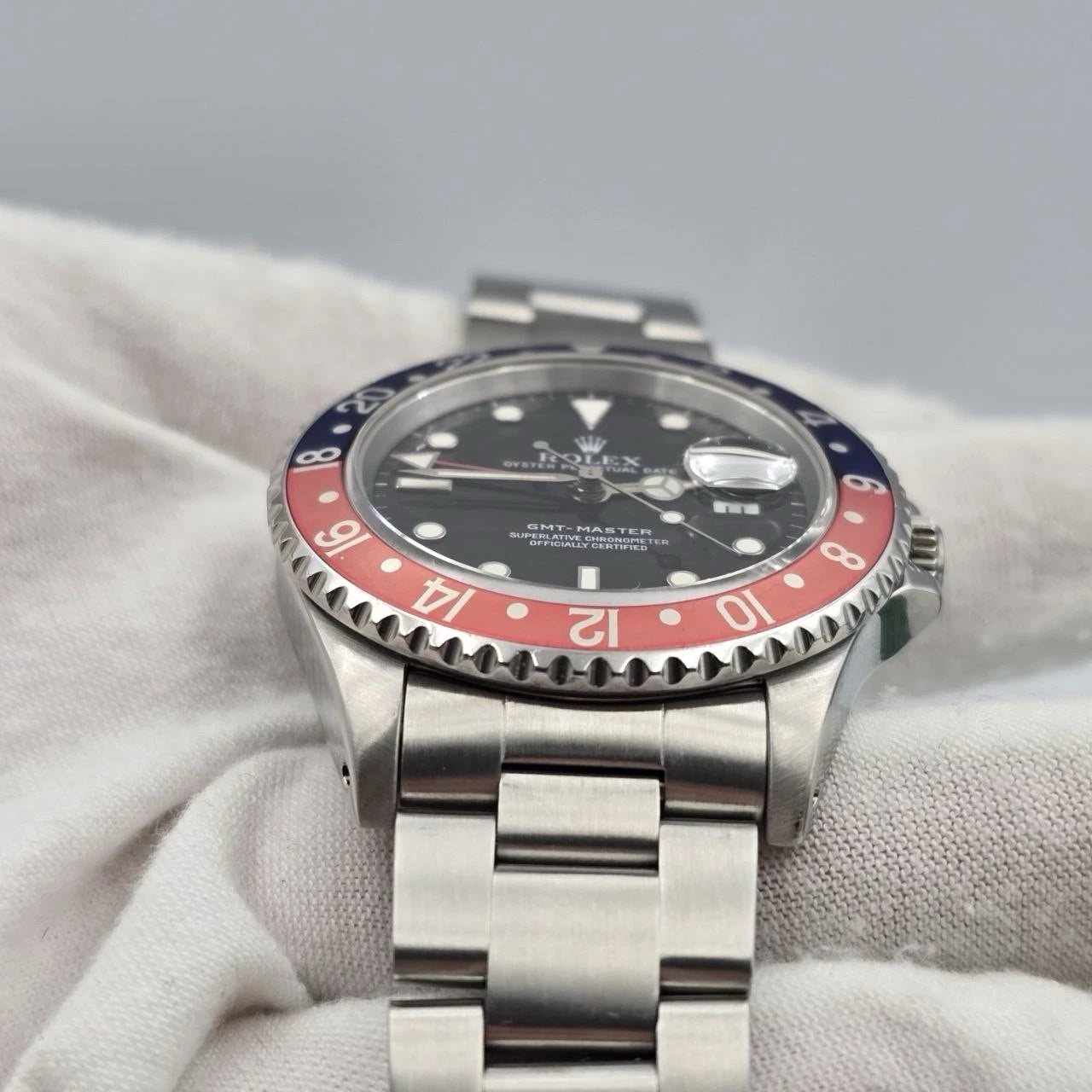 PAPERS Rolex GMT-Master II Pepsi 16710 Oyster Faded Bezel Watch 40mm BOX