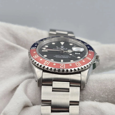 PAPERS Rolex GMT-Master II Pepsi 16710 Oyster Faded Bezel Watch 40mm BOX