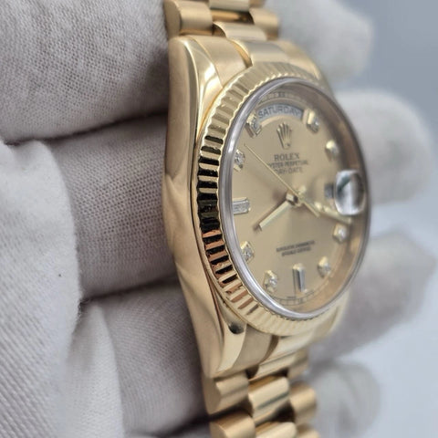 Rolex Day-Date 36mm 118238 President 18K Gold Champagne Factory Diamond Dial