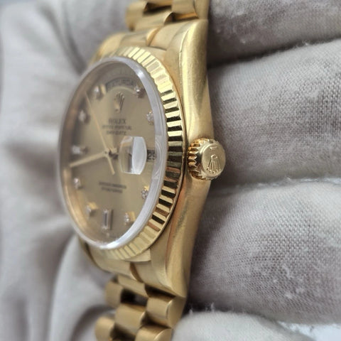 Rolex Day-Date President Gold Champagne Diamond 36mm 18238