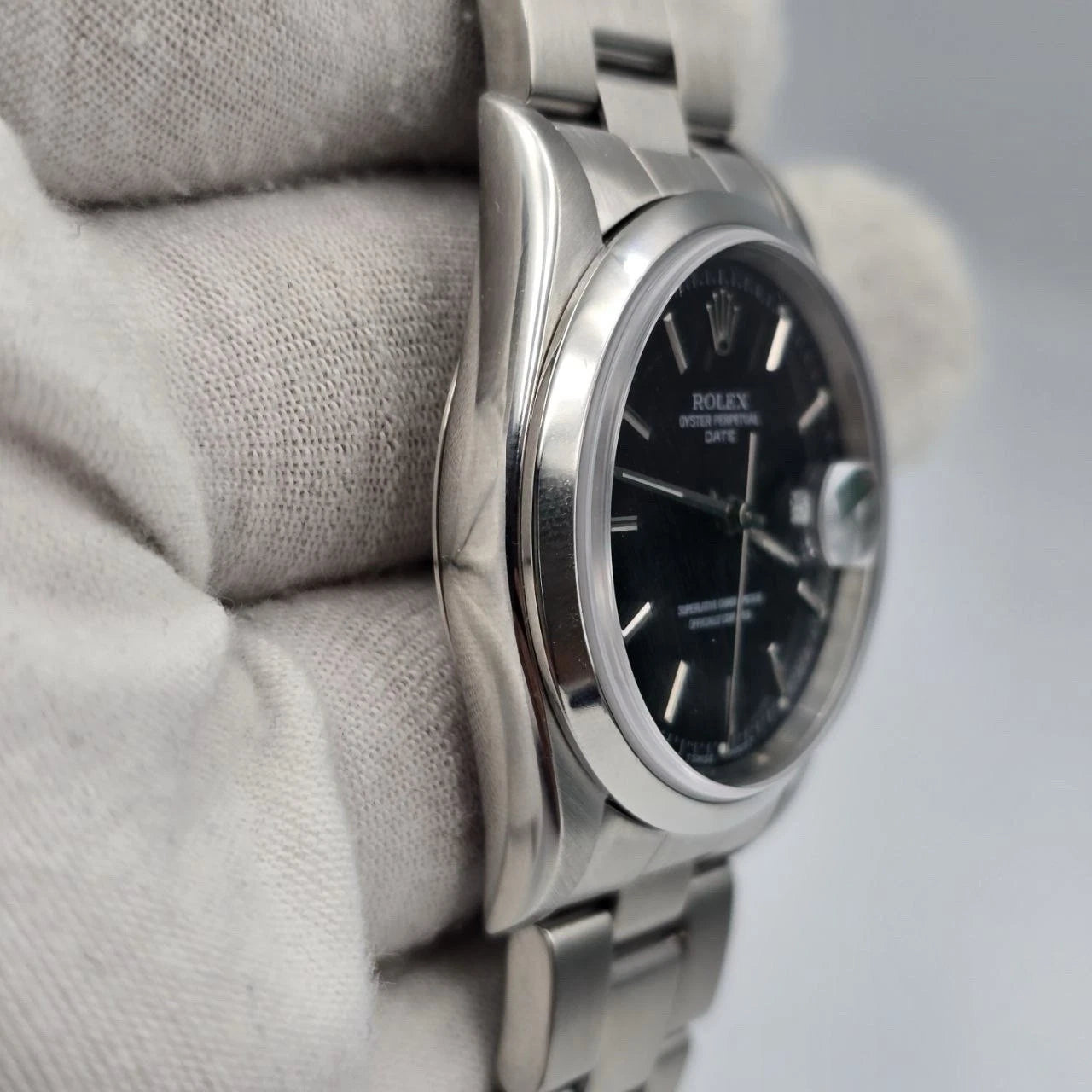 Rolex Oyster Perpetual Date 15200 Stainless Steel Black Dial 34mm Watch