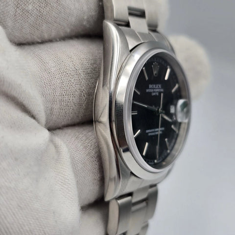 Rolex Oyster Perpetual Date 15200 Stainless Steel Black Dial 34mm Watch