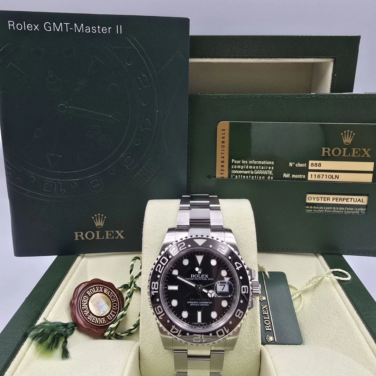 2012 PAPERS Rolex GMT Master II 116710LN Steel Ceramic Green Arrow 40mm BOX