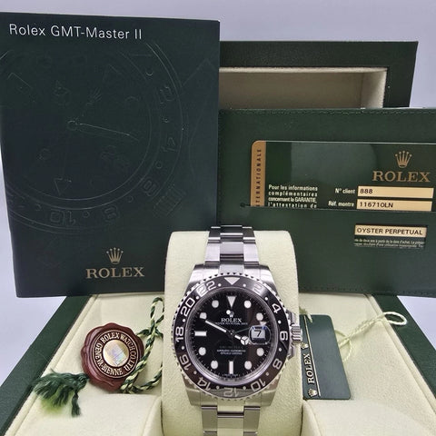 2012 PAPERS Rolex GMT Master II 116710LN Steel Ceramic Green Arrow 40mm BOX