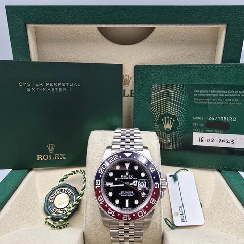 PAPERS 2023 Rolex GMT Master II Pepsi Red Blue Jubilee 126710BLRO Watch BOX