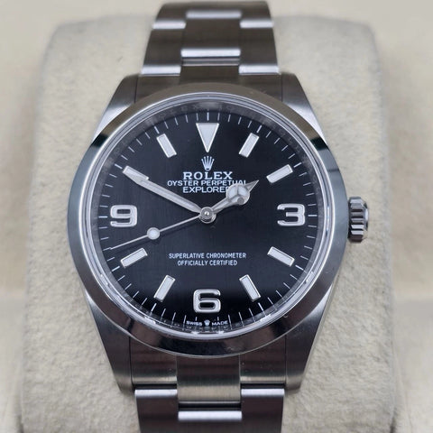 PAPERS MINT 2022 Rolex Explorer Black Dial Stainless Steel 36mm Watch 124270 BOX