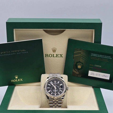MINT 2024 PAPERS Rolex Sky-Dweller 42mm Black Dial Jubilee Bracelet 336934 BOX