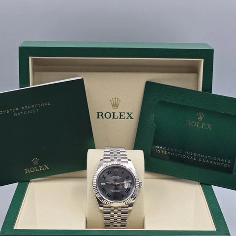 NEW 2025 Rolex Datejust 41mm 126334 Steel Jubilee Gray Wimbledon Dial UNWORN