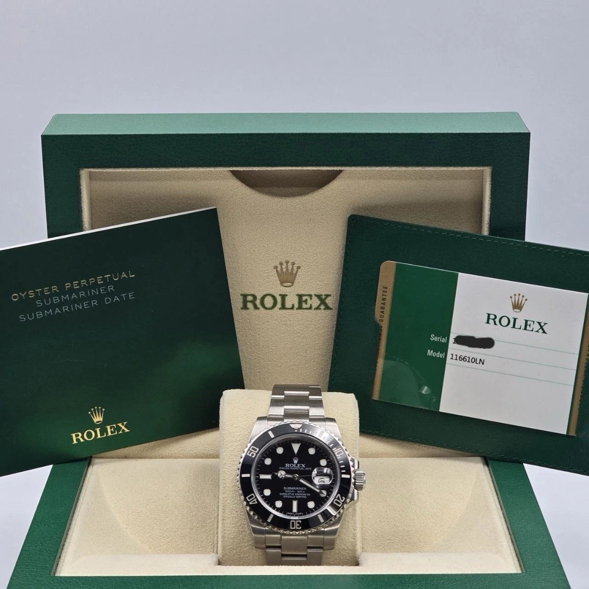 2015 PAPERS Rolex Submariner Date 116610LN Steel Black Ceramic 40mm Watch BOX
