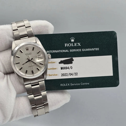 2022 RSC Rolex Oyster Date Precision 6694 Stainless Steel 34mm Silver Dial Watch