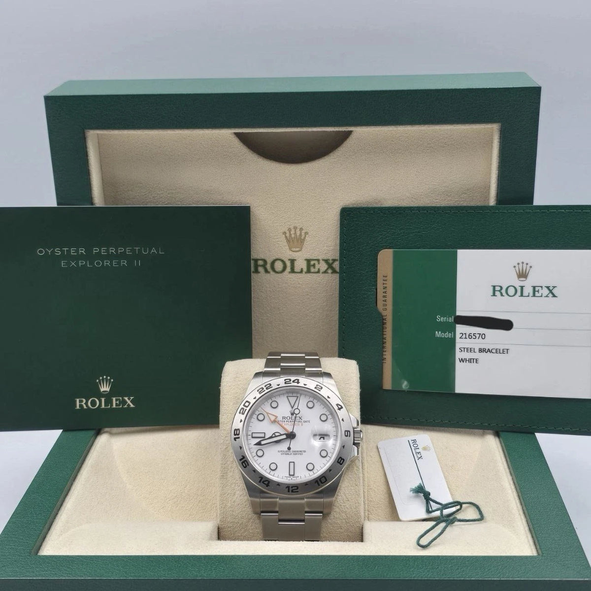 2016 PAPERS Rolex Explorer II 216570 Steel White 42mm Men’s Watch BOX