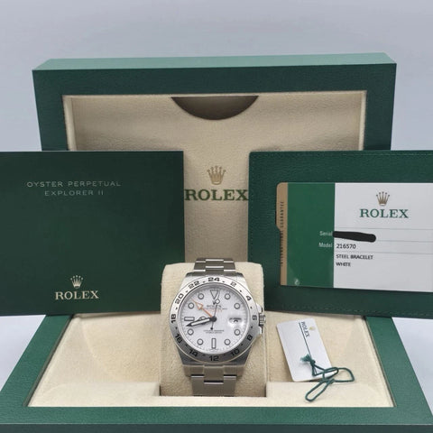2016 PAPERS Rolex Explorer II 216570 Steel White 42mm Men’s Watch BOX