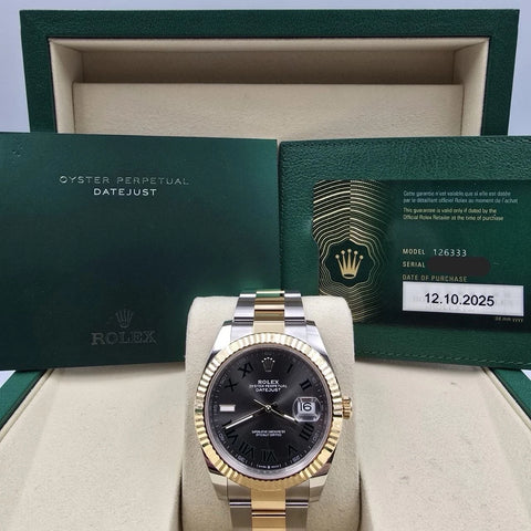 PAPERS 2025 Rolex Datejust 41mm Two Tone Wimbledon Dial Oyster 126333 BOX