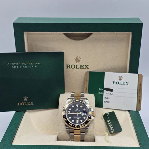 2016 PAPERS Rolex GMT-Master II 116713LN Ceramic Two Tone 40mm Watch BOX