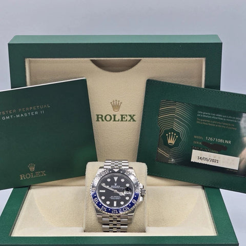MINT 2021 PAPERS Rolex GMT-Master II 126710BLNR Batgirl Jubilee 40mm Watch BOX