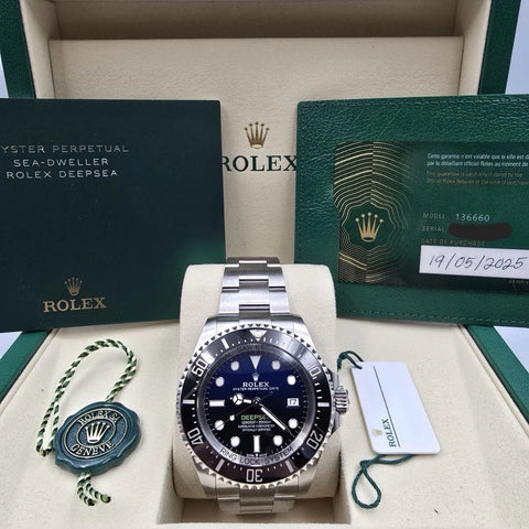 PAPERS 2025 Rolex Sea-Dweller Deepsea James Cameron Blue 136660 44mm Watch BOX
