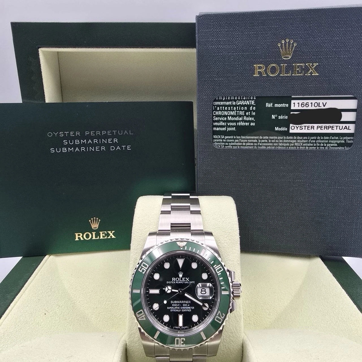 2013 PAPERS Rolex Submariner Hulk 116610LV Green 40mm Ceramic Watch BOX