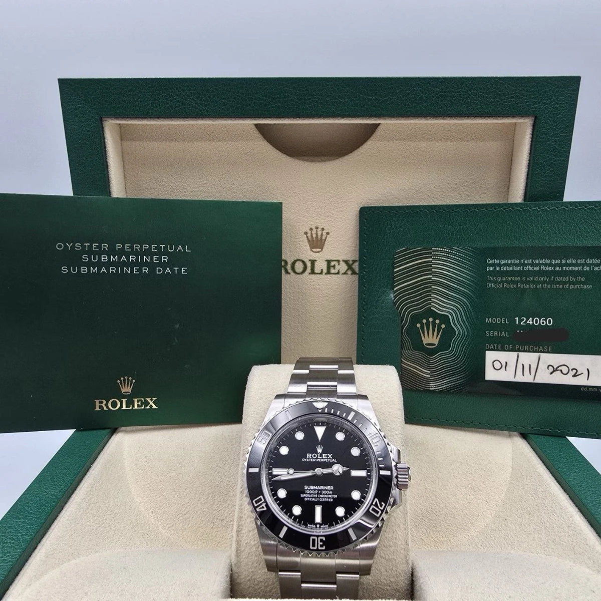 PAPERS 2021 Rolex Submariner No Date Ceramic Stainless Steel 41mm 124060 BOX