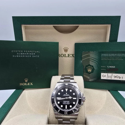 PAPERS 2021 Rolex Submariner No Date Ceramic Stainless Steel 41mm 124060 BOX