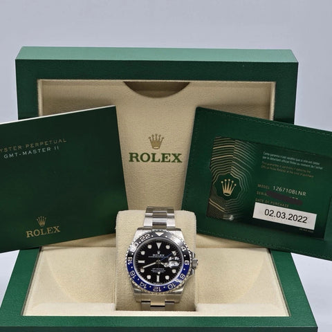 2022 PAPERS Rolex GMT Master II Batman Steel Oyster Bracelet 126710BLNR BOX