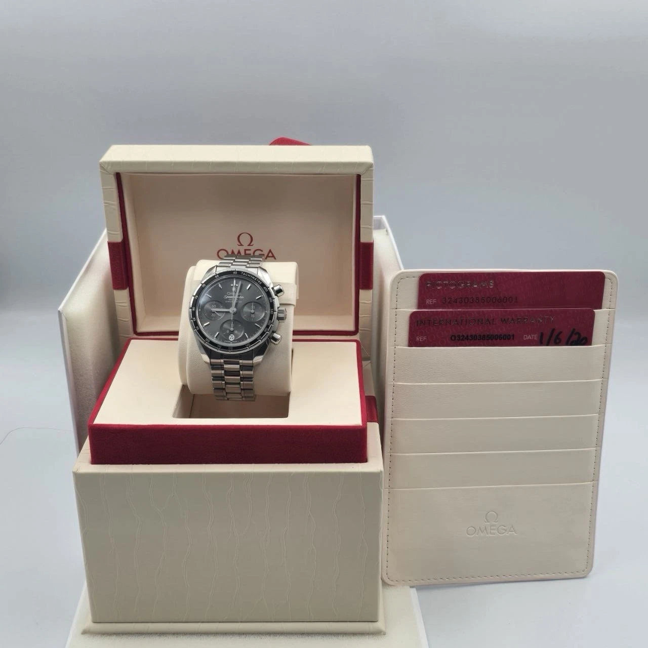PAPERS 2020 Omega Speedmaster 38mm Grey Dial Watch 324.30.38.50.06.001 BOX