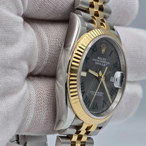 2023 Rolex Datejust 36mm Wimbledon Yellow Gold Fluted Bezel Jubilee 126233 B+P