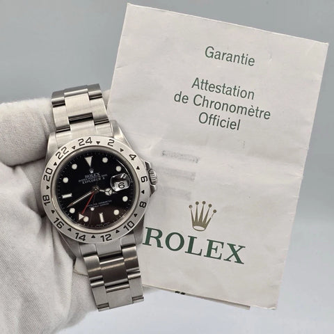 PAPERS 2007 Rolex Explorer II 16570 Black Dial NO HOLES Automatic Watch 40MM