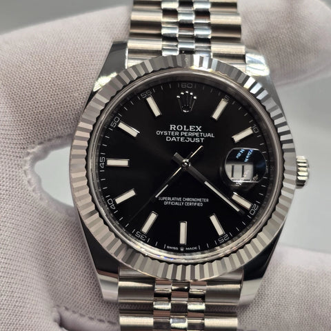 NEW 2025 Rolex Datejust 41mm 126334 Black Jubilee Fluted Bezel UNWORN