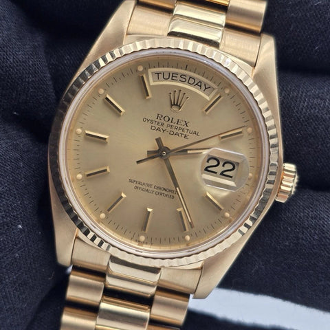 MINT PAPERS Rolex Day-Date 18038 President 18k Gold Champagne 36mm BOX + RSC