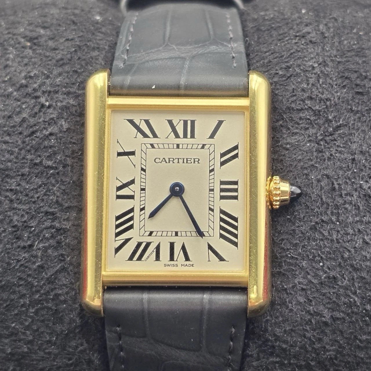 Cartier Tank Louis Large Watch 18K Yellow Gold WGTA0067 Leather Quartz B+P