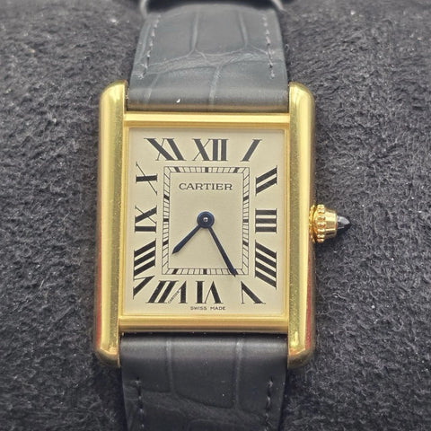 Cartier Tank Louis Large Watch 18K Yellow Gold WGTA0067 Leather Quartz B+P