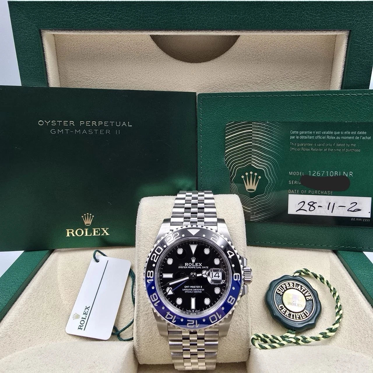 2020 PAPERS Rolex GMT-Master II 126710BLNR Batgirl Jubilee 40mm Watch BOX
