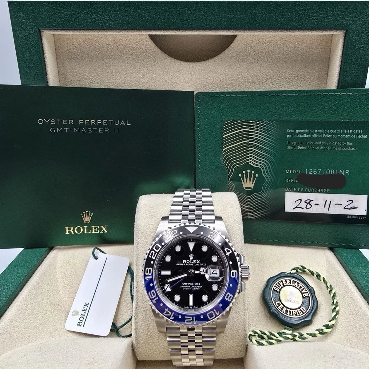 2020 PAPERS Rolex GMT-Master II 126710BLNR Batgirl Jubilee 40mm Watch BOX