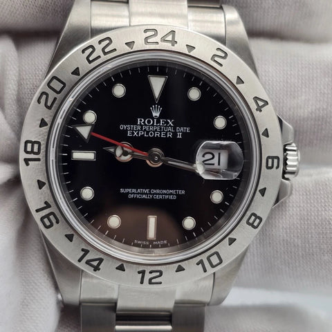 2005 Rolex Explorer II 16570 Steel Black Dial NO HOLES Automatic Date Watch 40MM