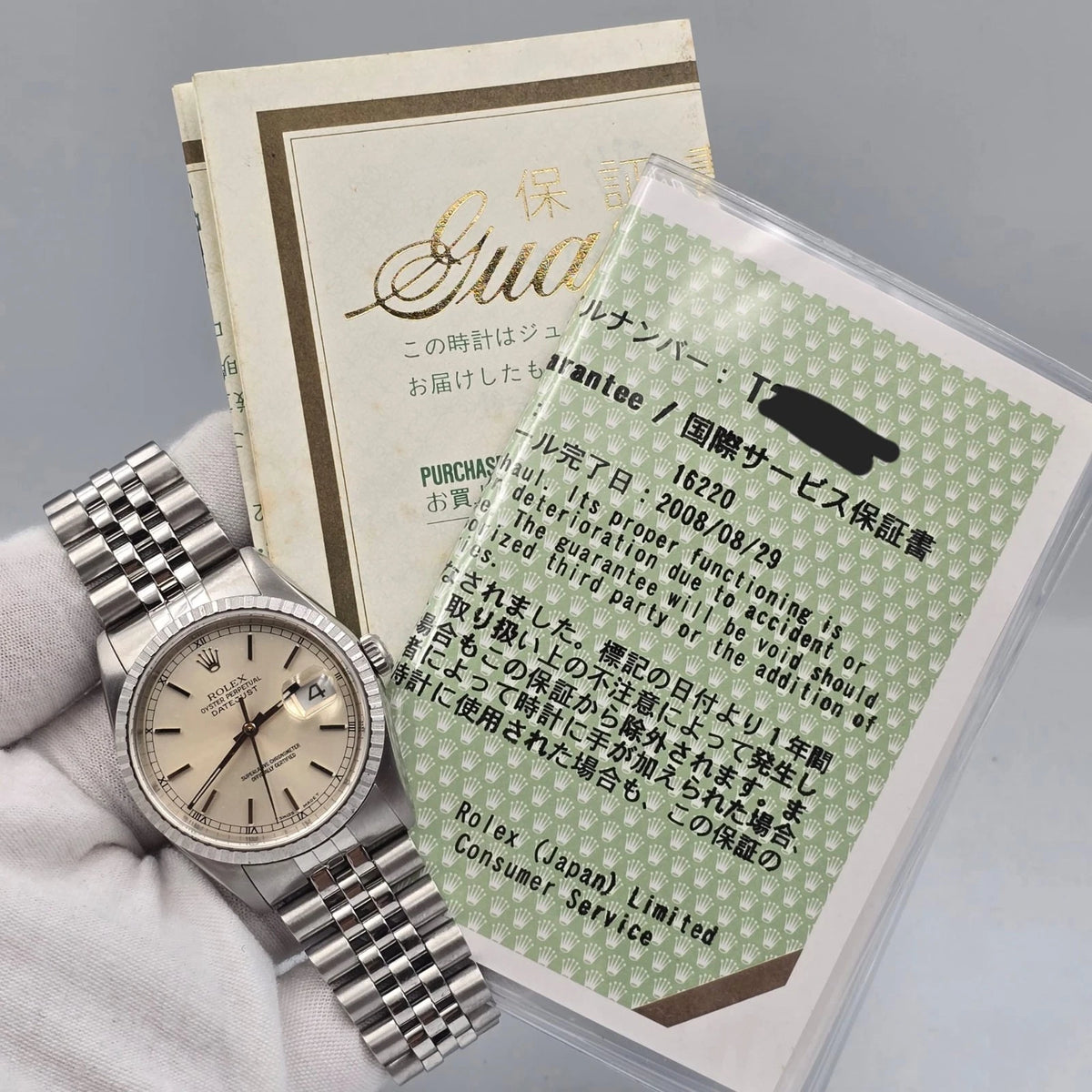 PAPERS MINT Rolex Datejust Steel Automatic 36mm Silver Dial Jubilee Watch 16220